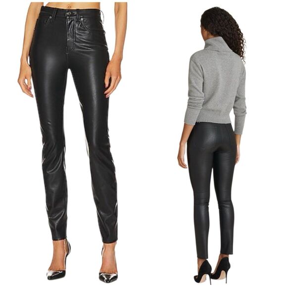 VERONICA BEARD DEBBIE SKINNY H/R VEGAN LEATHER PANTS EDGY ROCKER NIGHT OUT 26/2 - Picture 1 of 10